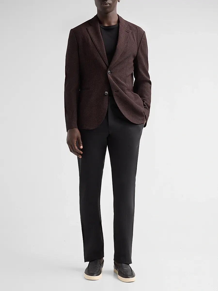 Emporio Armani Men's Square Textured Wool-Blend Soft Jacket | Thumbnail 2