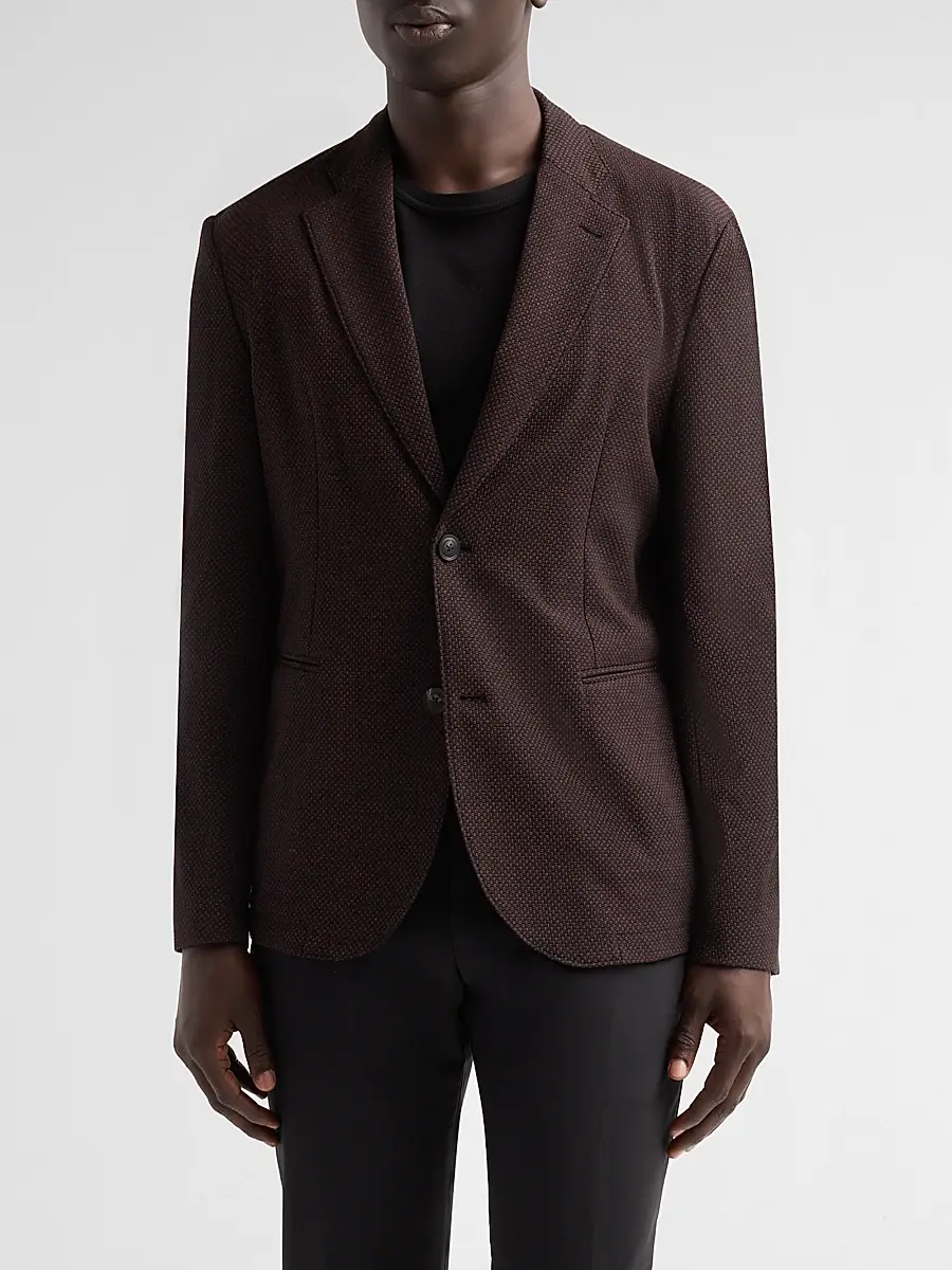 Emporio Armani Men's Square Textured Wool-Blend Soft Jacket | Thumbnail 4
