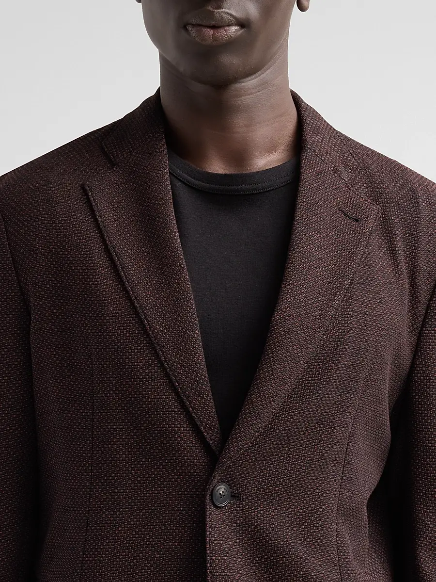 Emporio Armani Men's Square Textured Wool-Blend Soft Jacket | Thumbnail 5