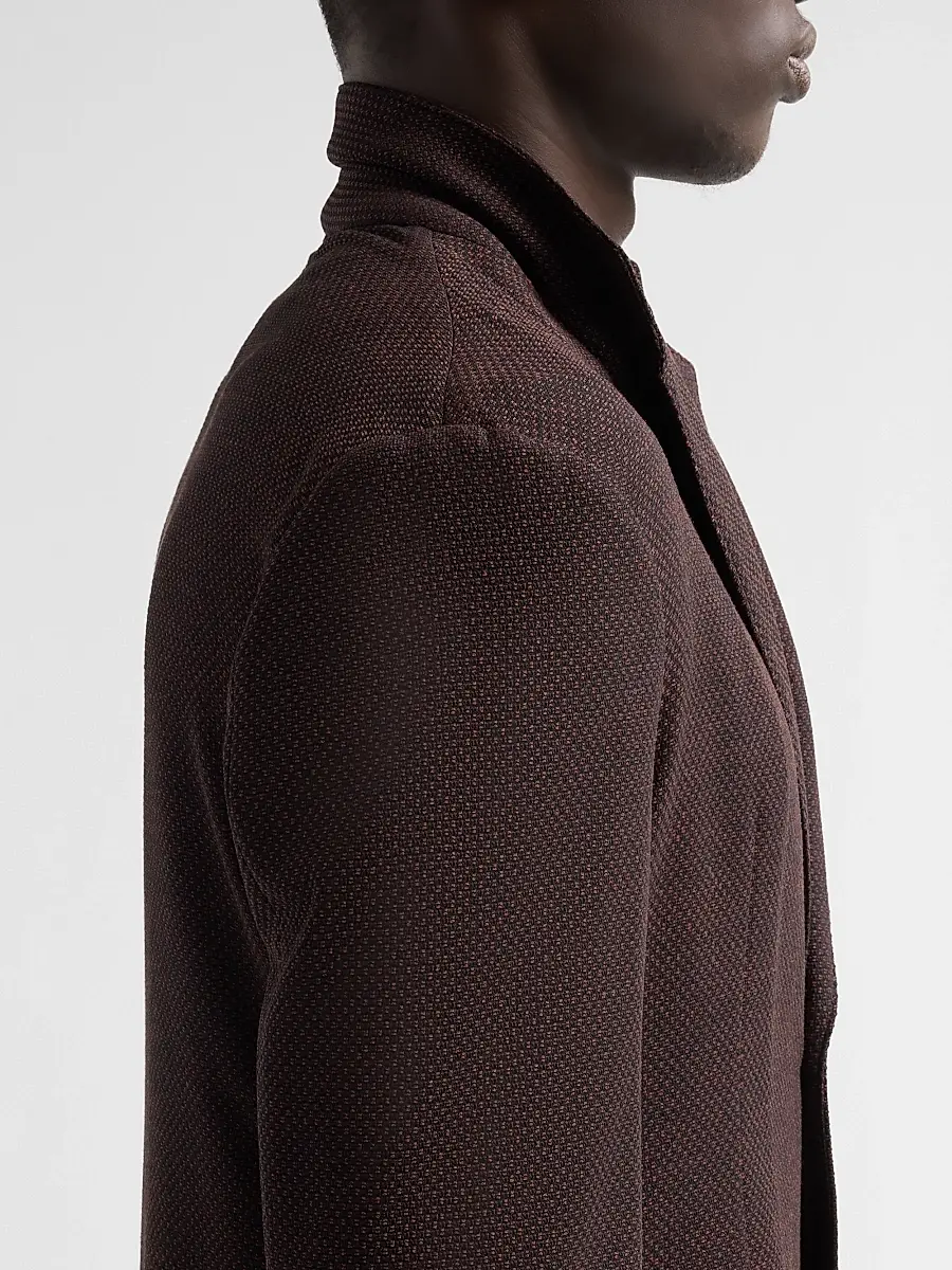 Emporio Armani Men's Square Textured Wool-Blend Soft Jacket | Thumbnail 7