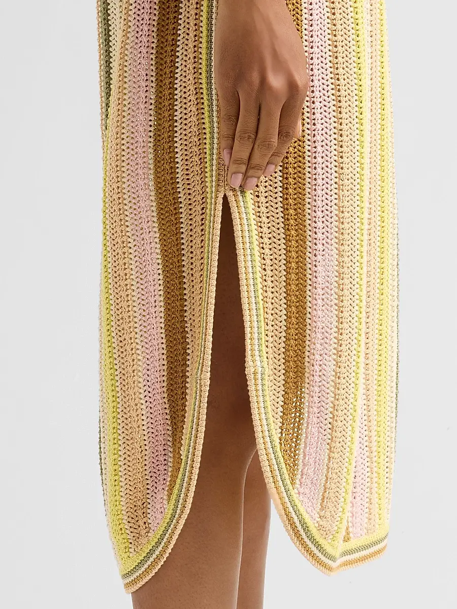Zimmermann Women's Indra Striped Crochet Cotton Midi Dres | Thumbnail 5