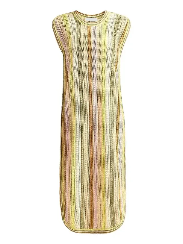 Women's Indra Striped Crochet Cotton Midi Dres