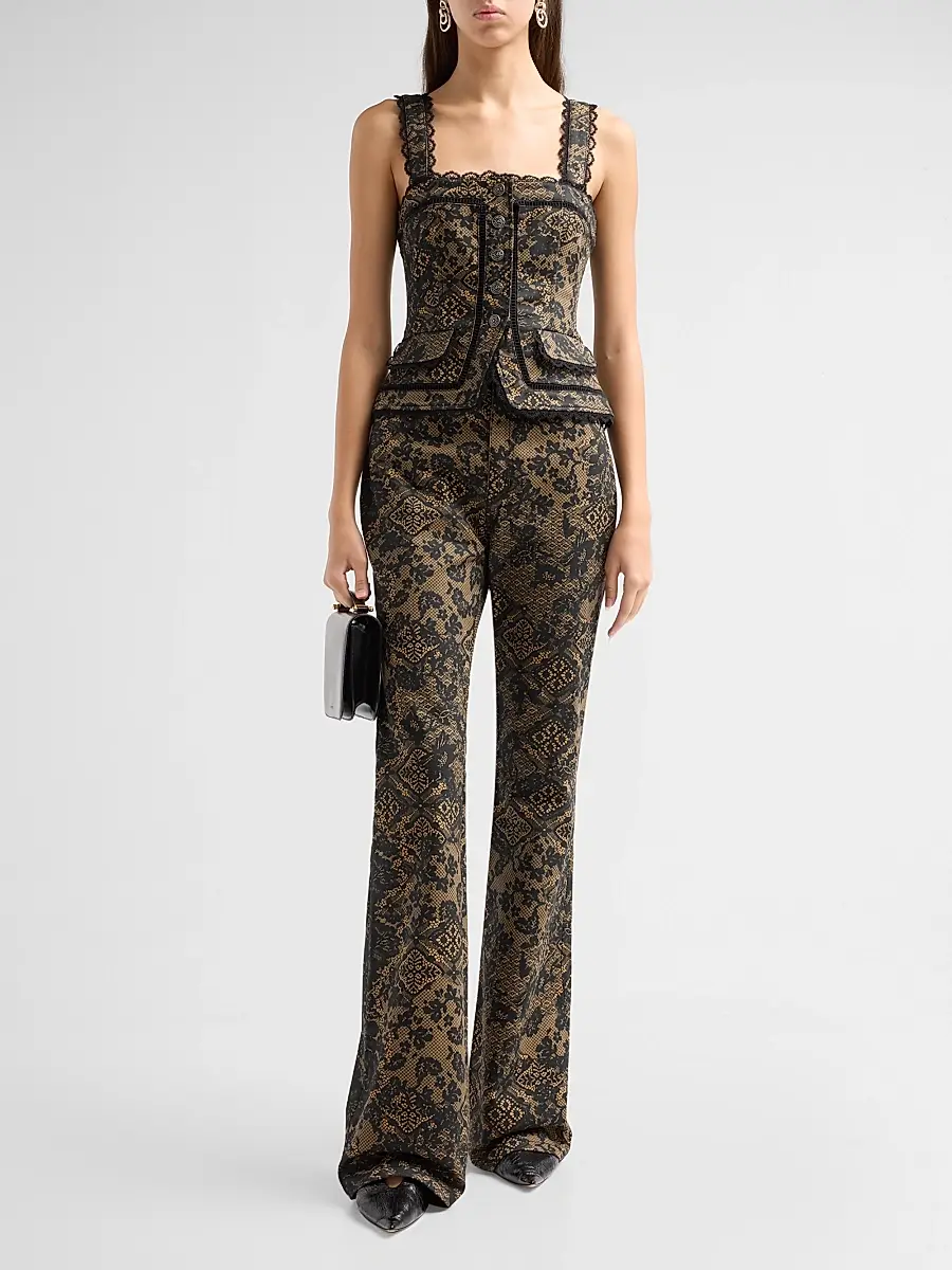 Cinq à Sept Women's Myra Patchwork-Print Lace-Trim Top | Thumbnail 2 Cinq à Sept Women's Myra Patchwork-Print Lace-Trim Top | Thumbnail 2