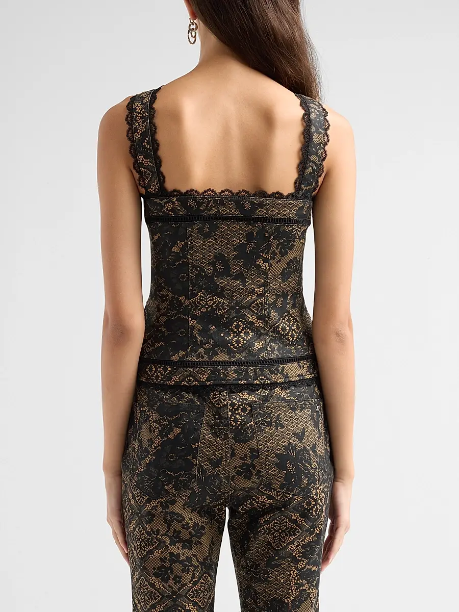 Cinq à Sept Women's Myra Patchwork-Print Lace-Trim Top | Thumbnail 3 Cinq à Sept Women's Myra Patchwork-Print Lace-Trim Top | Thumbnail 3