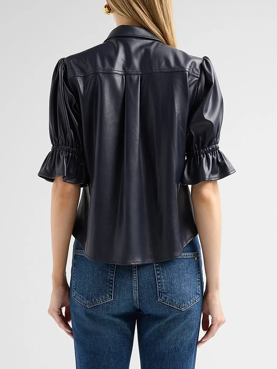 Cinq à Sept Women's Fiona Lite Faux Leather Top | Thumbnail 3 Cinq à Sept Women's Fiona Lite Faux Leather Top | Thumbnail 3