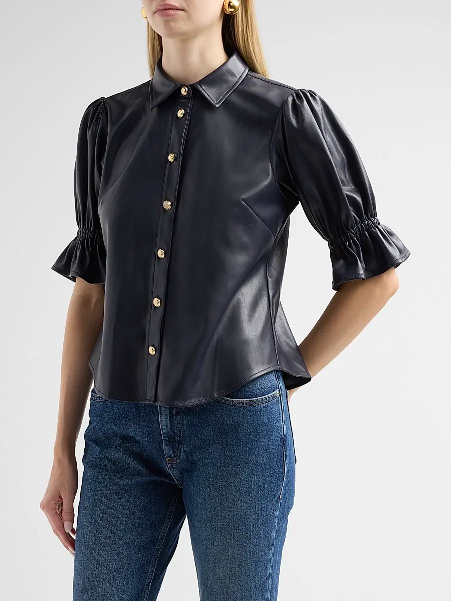 Cinq à Sept Women's Fiona Lite Faux Leather Top | Thumbnail 4 Cinq à Sept Women's Fiona Lite Faux Leather Top | Thumbnail 4