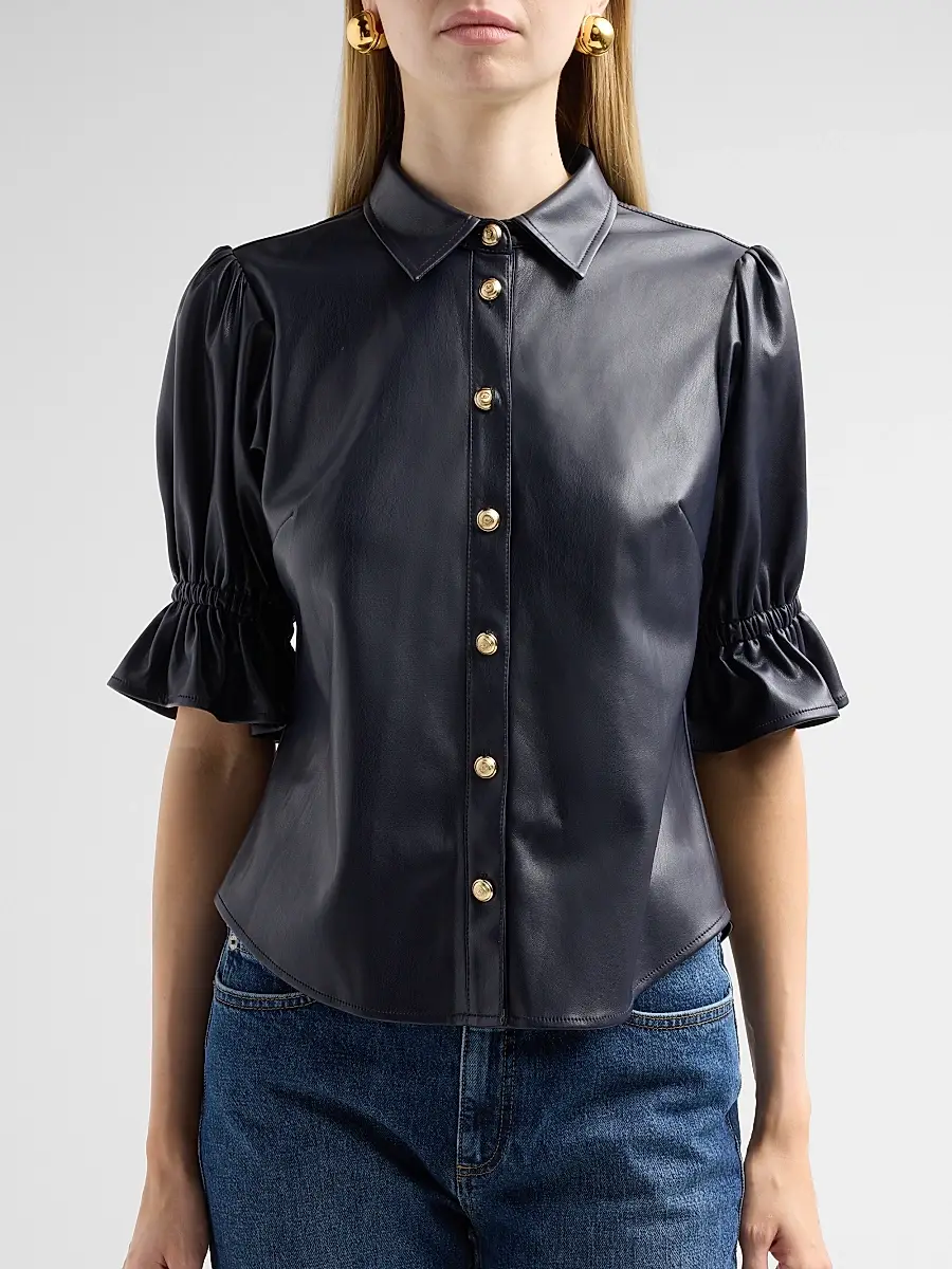 Cinq à Sept Women's Fiona Lite Faux Leather Top | Thumbnail 5 Cinq à Sept Women's Fiona Lite Faux Leather Top | Thumbnail 5