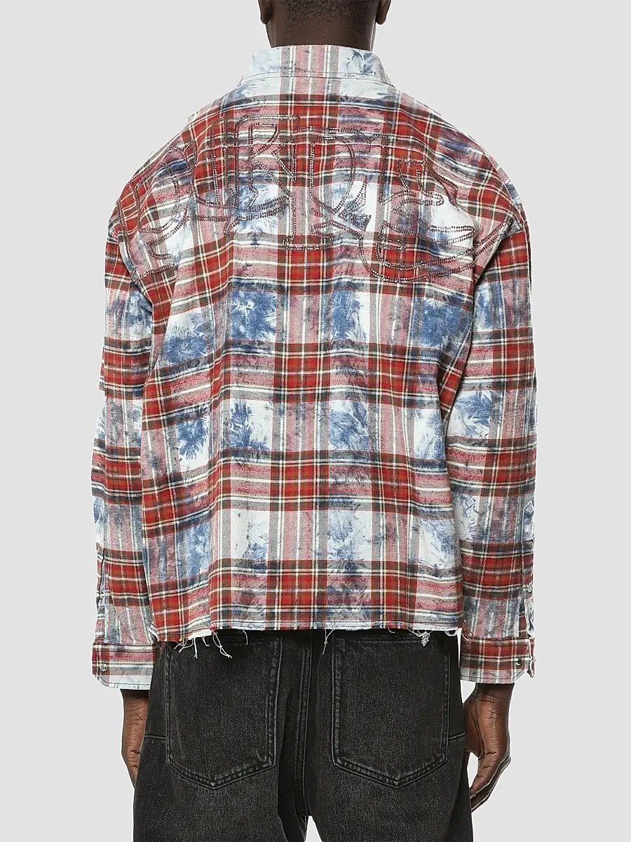 Purple Brand Men's Plaid Embellished Cotton Shirt | Thumbnail 2 Purple Brand Men's Plaid Embellished Cotton Shirt | Thumbnail 2