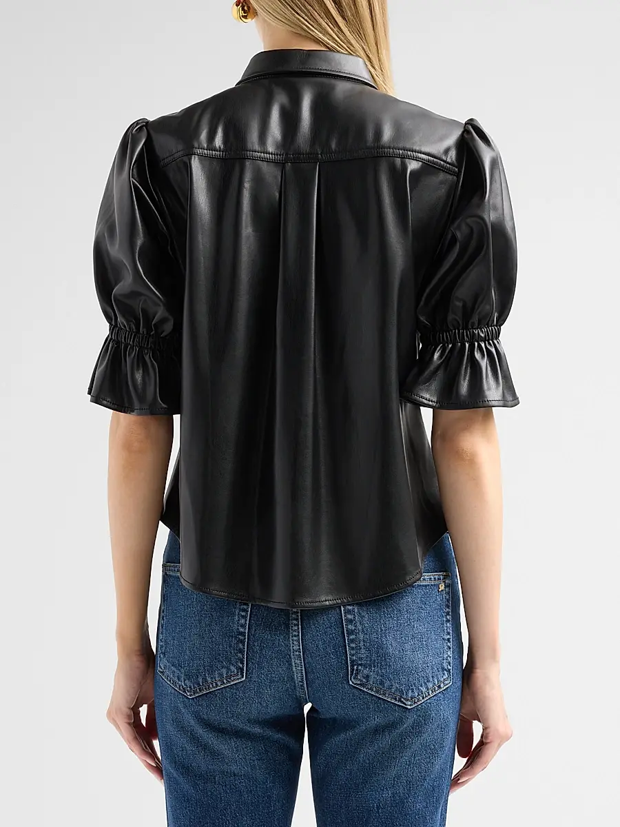 Cinq à Sept Women's Fiona Lite Faux Leather Top | Thumbnail 3 Cinq à Sept Women's Fiona Lite Faux Leather Top | Thumbnail 3