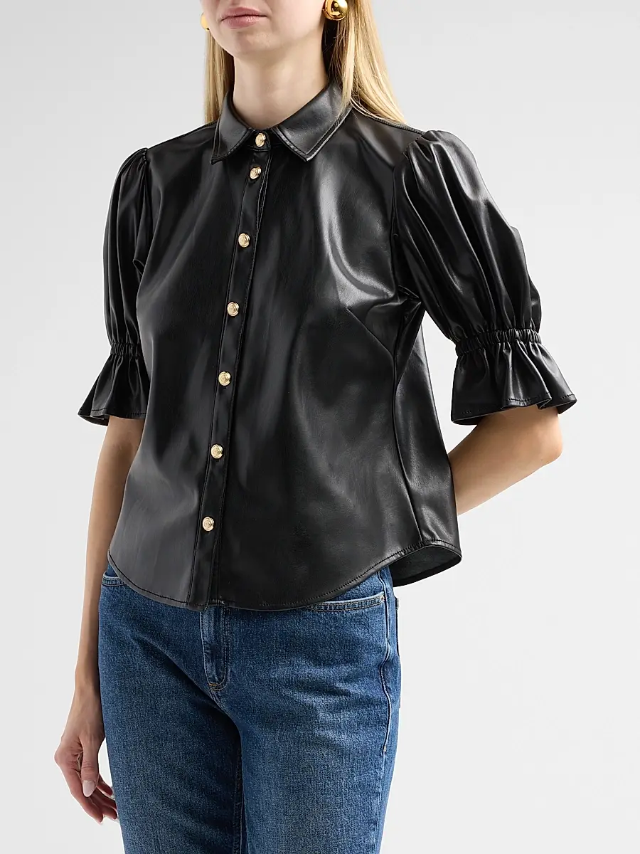 Cinq à Sept Women's Fiona Lite Faux Leather Top | Thumbnail 4 Cinq à Sept Women's Fiona Lite Faux Leather Top | Thumbnail 4