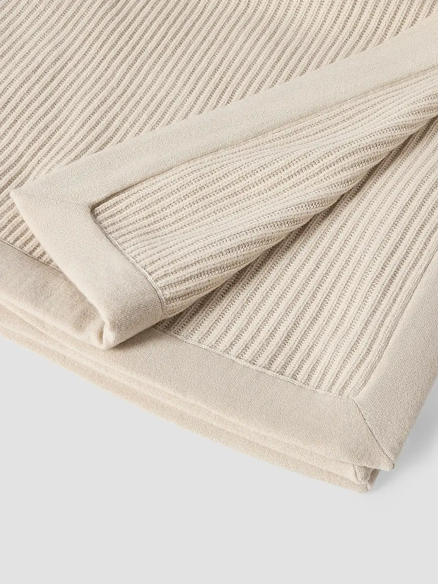 Brunello Cucinelli Cashmere Half English Rib Knit Throw | Thumbnail 3 Brunello Cucinelli Cashmere Half English Rib Knit Throw | Thumbnail 3