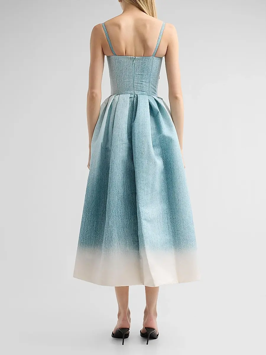 Oscar de la Renta Women's Bustier Painted Beaded Floral Cocktail Dress | Thumbnail 3 Oscar de la Renta Women's Bustier Painted Beaded Floral Cocktail Dress | Thumbnail 3