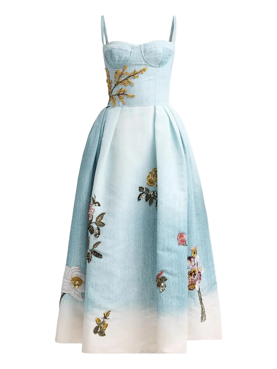 Oscar de la Renta Women's Bustier Painted Beaded Floral Cocktail Dress