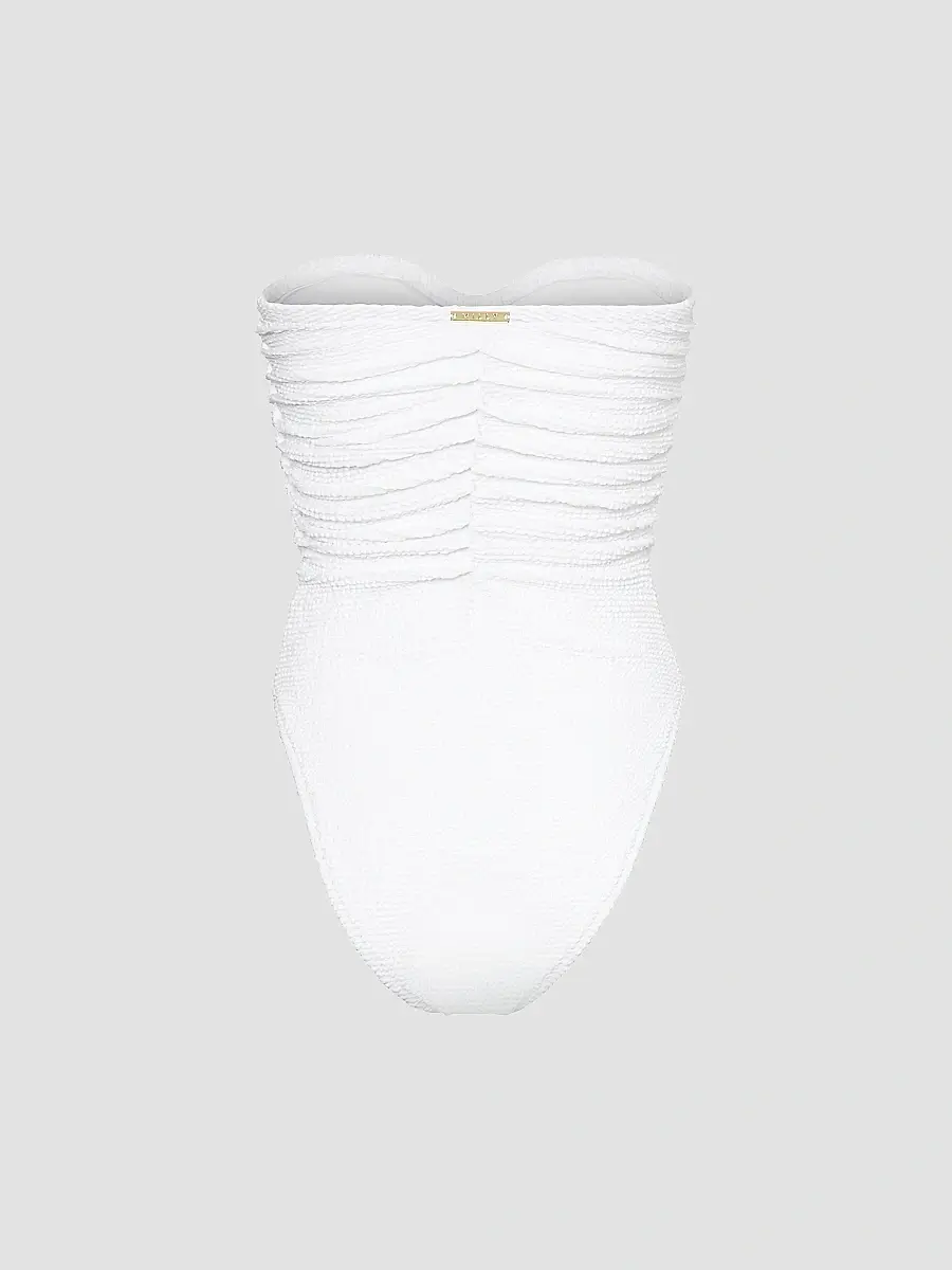 Milly Women's Textured Ruched Strapless One-Piece Swimsuit | Thumbnail 3 Milly Women's Textured Ruched Strapless One-Piece Swimsuit | Thumbnail 3