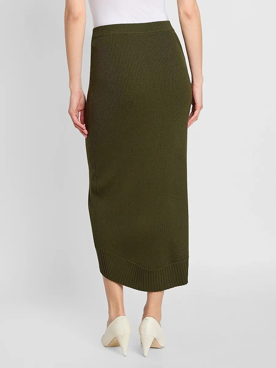 Victoria Beckham Women's Wool-Blend Ribbed High-Low Midi Skirt | Thumbnail 3 Victoria Beckham Women's Wool-Blend Ribbed High-Low Midi Skirt | Thumbnail 3