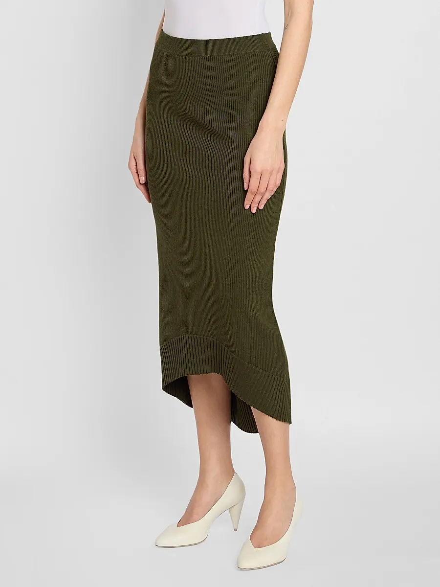 Victoria Beckham Women's Wool-Blend Ribbed High-Low Midi Skirt | Thumbnail 4 Victoria Beckham Women's Wool-Blend Ribbed High-Low Midi Skirt | Thumbnail 4
