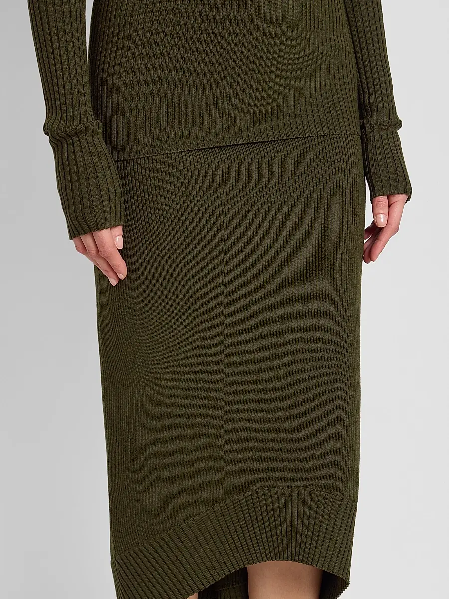 Victoria Beckham Women's Wool-Blend Ribbed High-Low Midi Skirt | Thumbnail 5 Victoria Beckham Women's Wool-Blend Ribbed High-Low Midi Skirt | Thumbnail 5