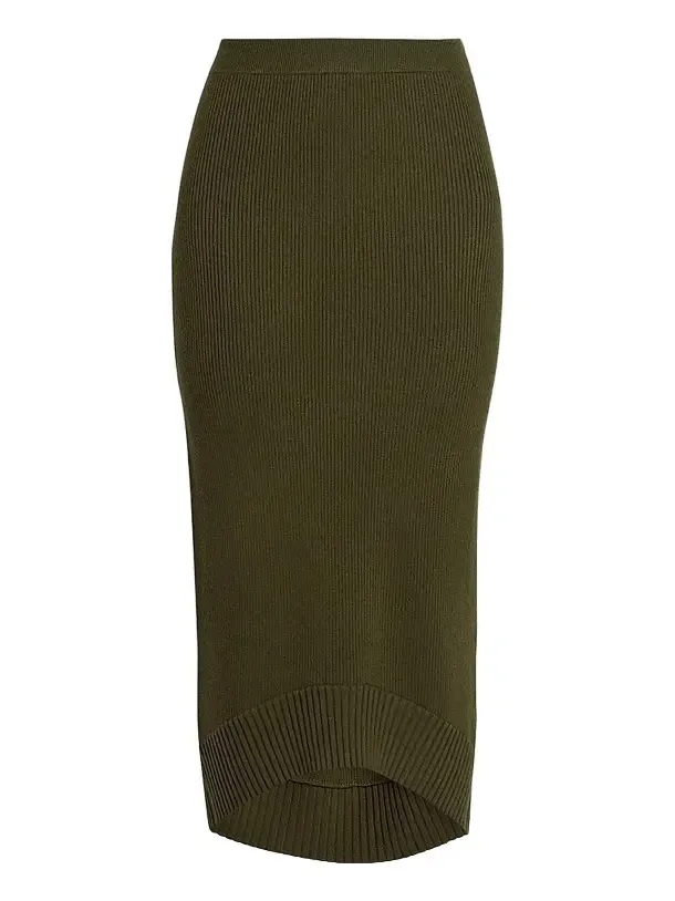 Women's Wool-Blend Ribbed High-Low Midi Skirt Women's Wool-Blend Ribbed High-Low Midi Skirt
