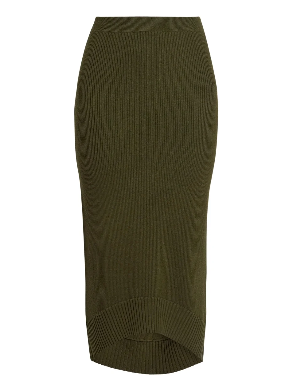 Victoria Beckham Women's Wool-Blend Ribbed High-Low Midi Skirt