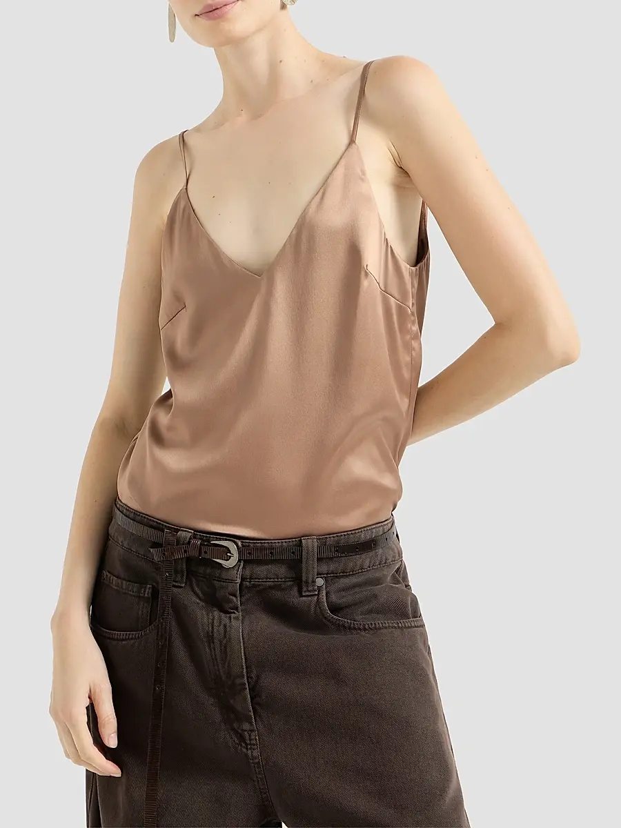 Brunello Cucinelli Women's Stretch Silk Satin Camisole Top | Thumbnail 3 Brunello Cucinelli Women's Stretch Silk Satin Camisole Top | Thumbnail 3
