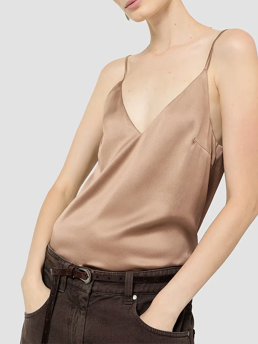 Brunello Cucinelli Women's Stretch Silk Satin Camisole Top | Thumbnail 5 Brunello Cucinelli Women's Stretch Silk Satin Camisole Top | Thumbnail 5