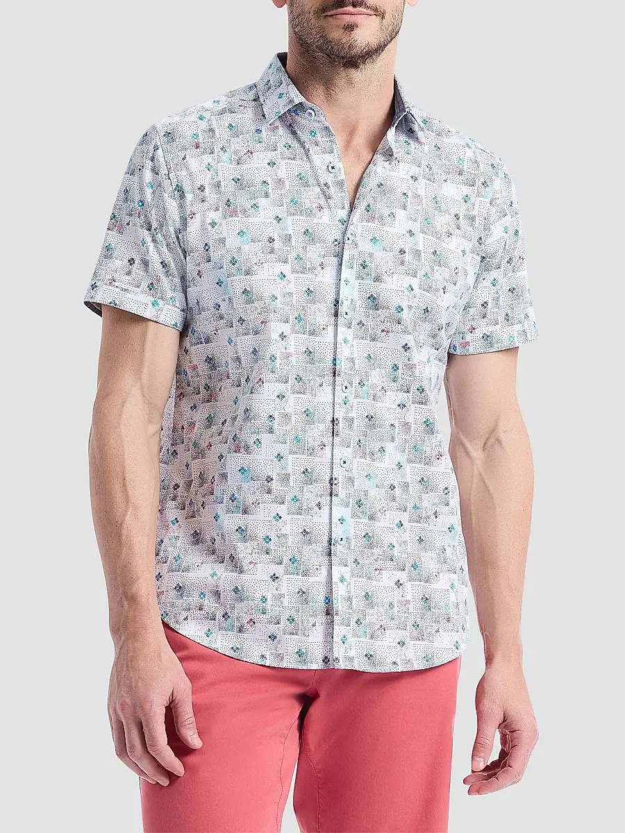 Robert Graham Men's Embarcadero Geometric Cotton Short-Sleeve Shirt | Thumbnail 3