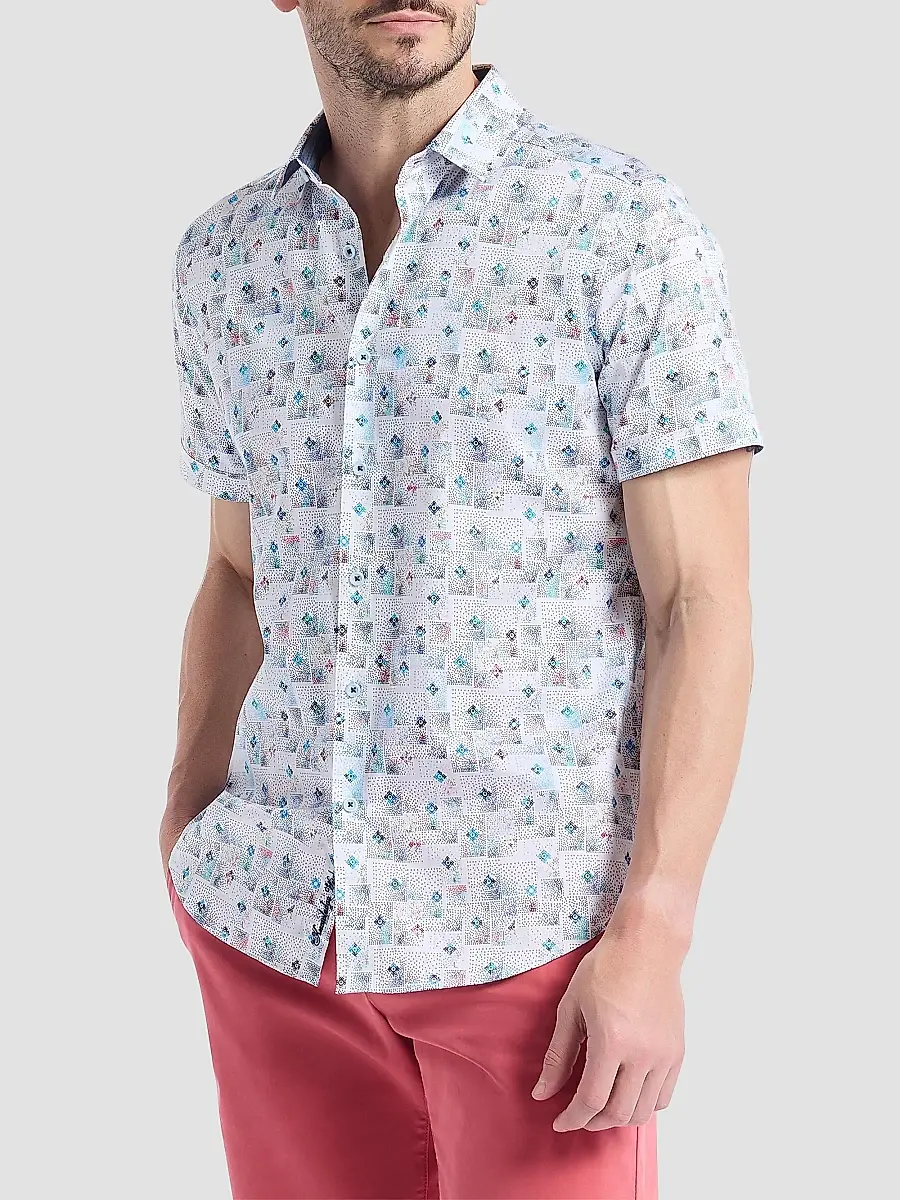 Robert Graham Men's Embarcadero Geometric Cotton Short-Sleeve Shirt | Thumbnail 4