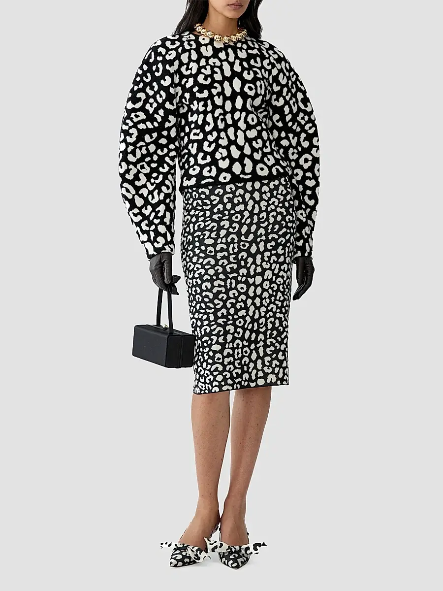 Carolina Herrera Women's Leopard Silk-Blend Knee-Length Pencil Skirt | Thumbnail 2 Carolina Herrera Women's Leopard Silk-Blend Knee-Length Pencil Skirt | Thumbnail 2
