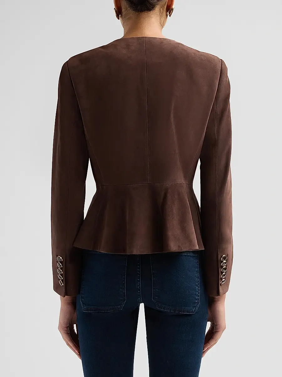 Veronica Beard Women's Quinn Suede Peplum Jacket | Thumbnail 3 Veronica Beard Women's Quinn Suede Peplum Jacket | Thumbnail 3