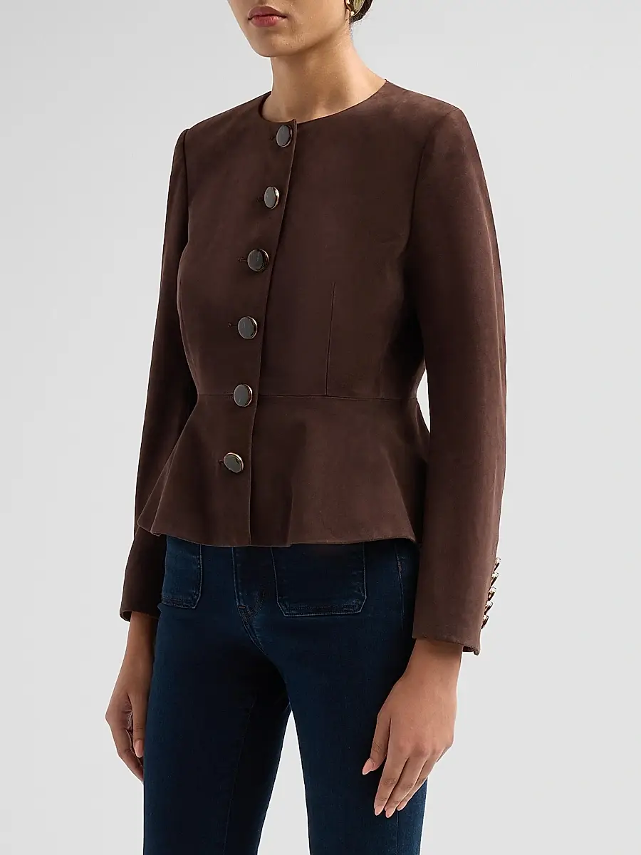 Veronica Beard Women's Quinn Suede Peplum Jacket | Thumbnail 4 Veronica Beard Women's Quinn Suede Peplum Jacket | Thumbnail 4