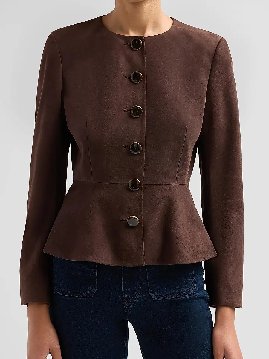 Veronica Beard Women's Quinn Suede Peplum Jacket | Thumbnail 5 Veronica Beard Women's Quinn Suede Peplum Jacket | Thumbnail 5