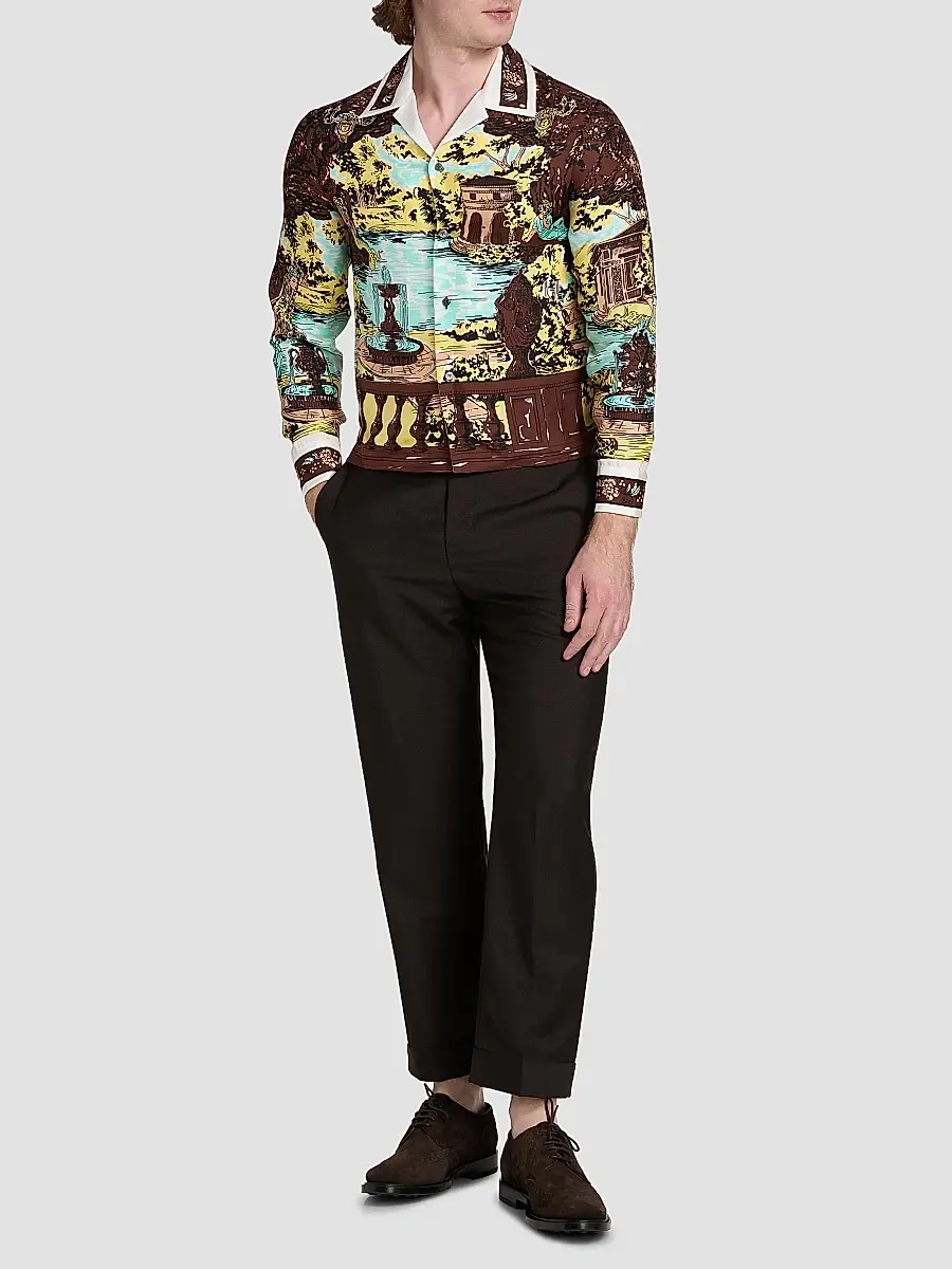 Versace Men's The Grotto Silk Twill Shirt | Thumbnail 2 Versace Men's The Grotto Silk Twill Shirt | Thumbnail 2
