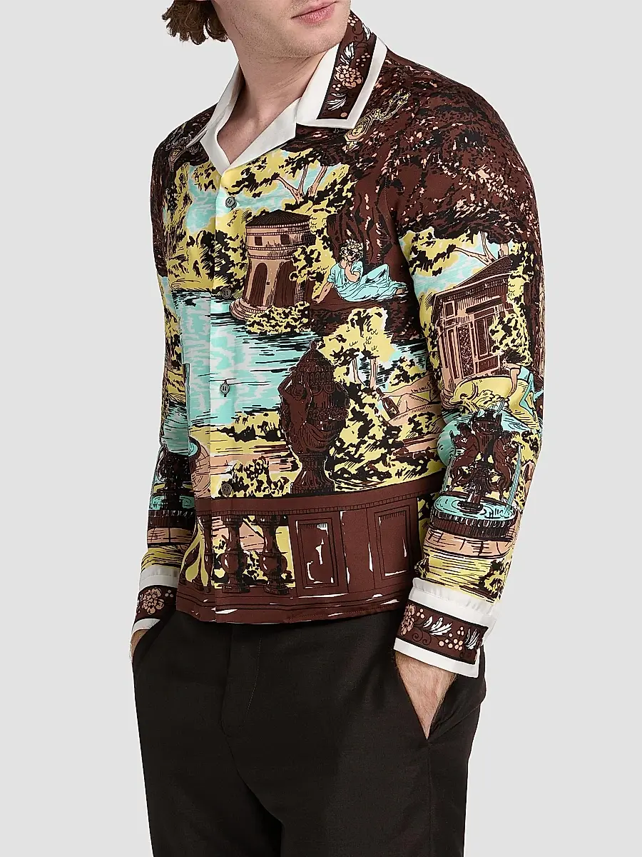 Versace Men's The Grotto Silk Twill Shirt | Thumbnail 4 Versace Men's The Grotto Silk Twill Shirt | Thumbnail 4