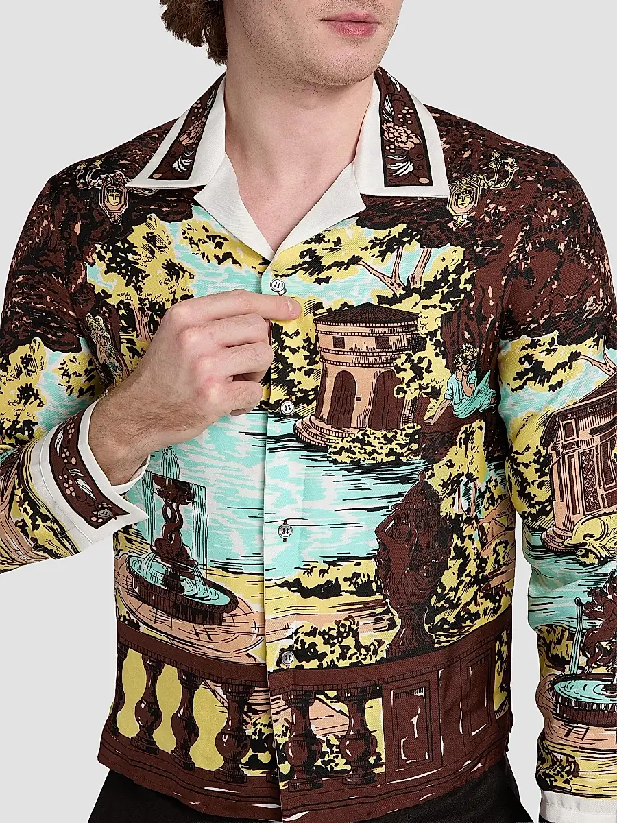 Versace Men's The Grotto Silk Twill Shirt | Thumbnail 6 Versace Men's The Grotto Silk Twill Shirt | Thumbnail 6