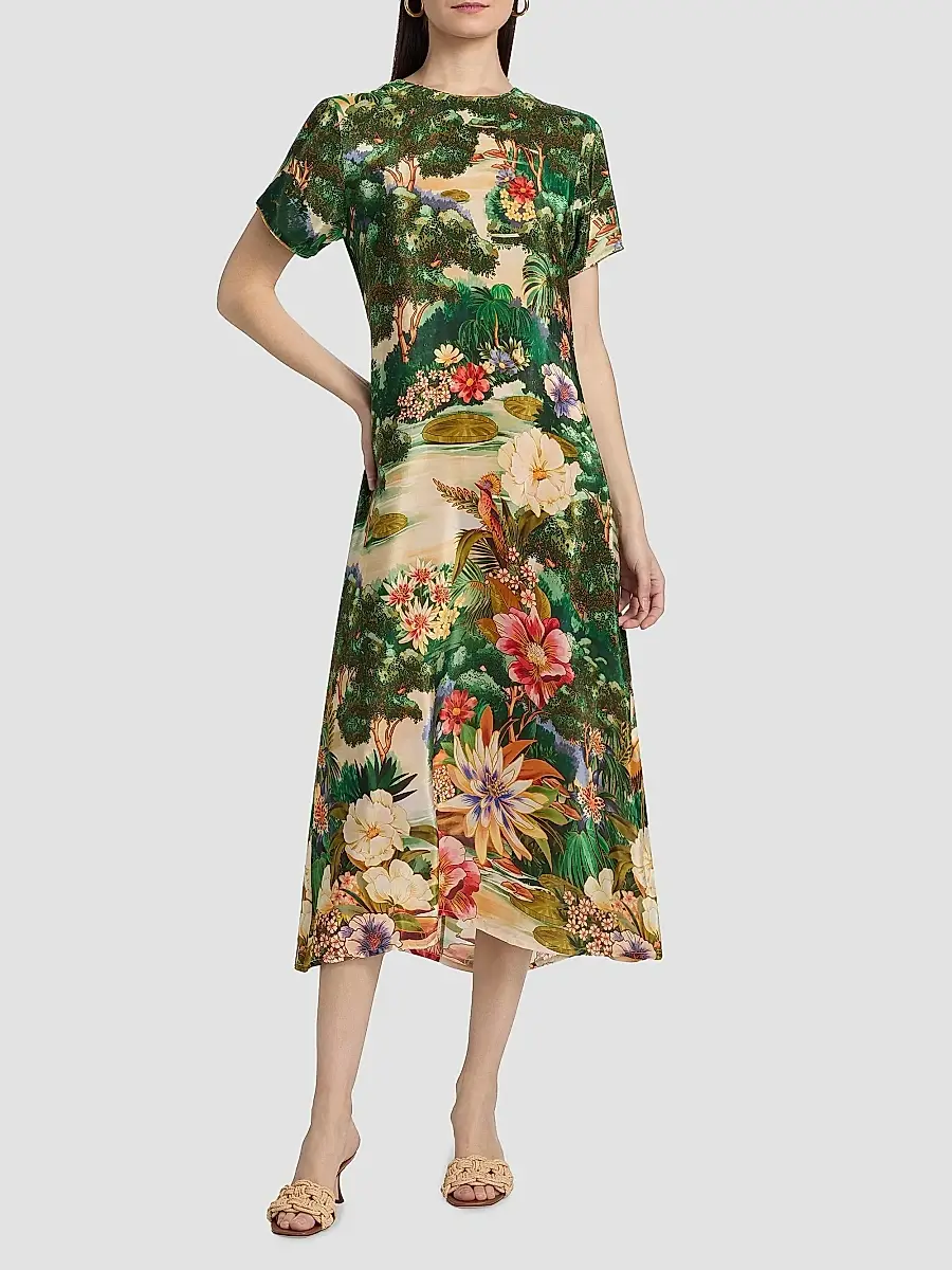 Farm Rio Women's Garden-Print A-Line Maxi Dress | Thumbnail 2 Farm Rio Women's Garden-Print A-Line Maxi Dress | Thumbnail 2