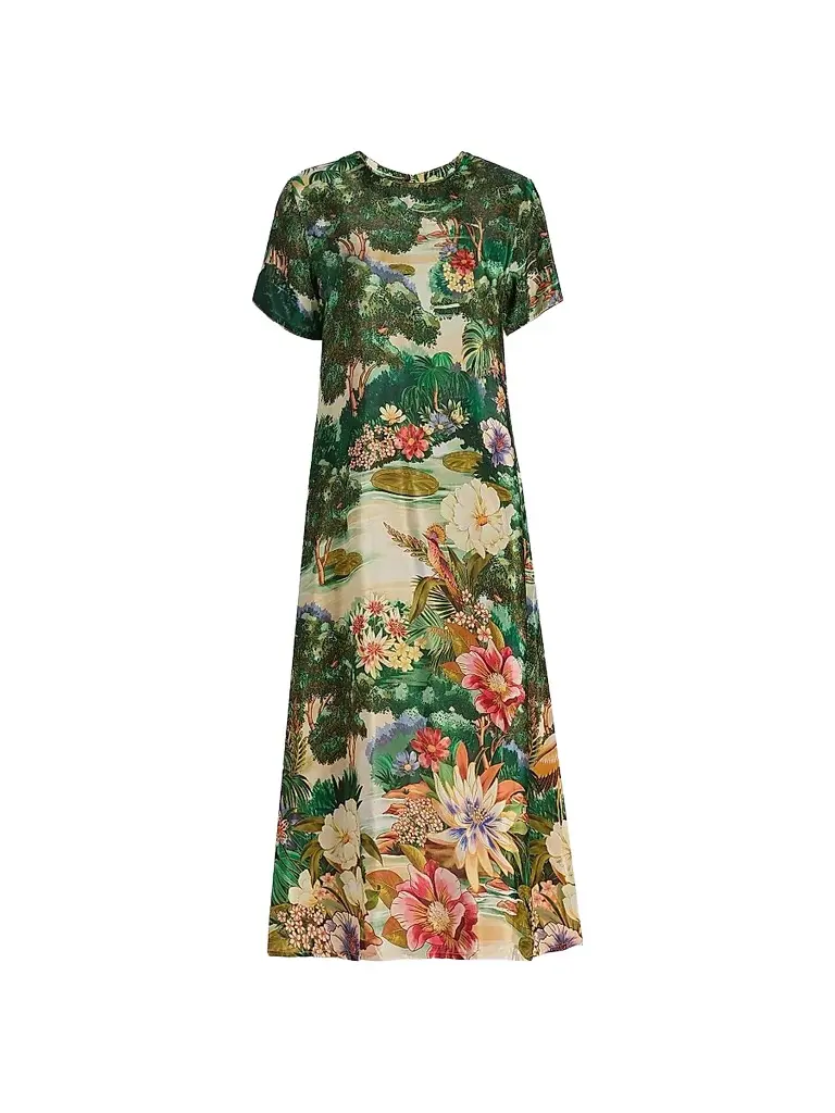 Farm Rio Women's Garden-Print A-Line Maxi Dress