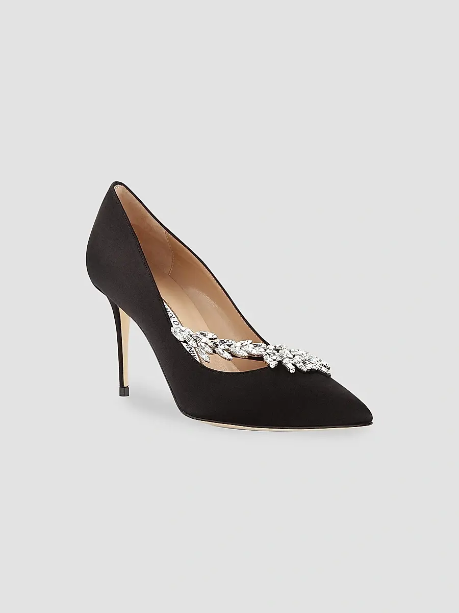 Manolo Blahnik Women's Nadira 90MM Crystal-Embellished Satin Pumps | Thumbnail 2 Manolo Blahnik Women's Nadira 90MM Crystal-Embellished Satin Pumps | Thumbnail 2