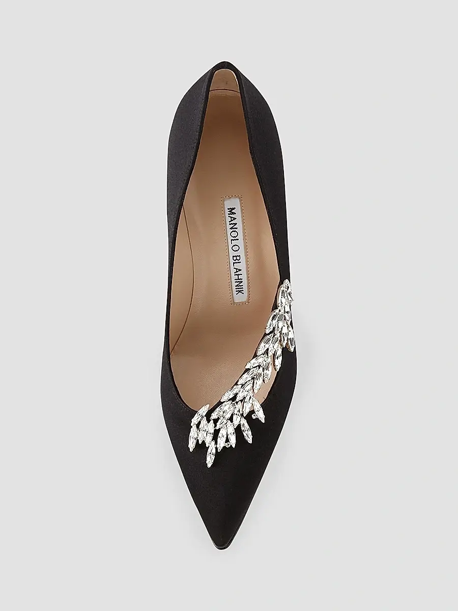 Manolo Blahnik Women's Nadira 90MM Crystal-Embellished Satin Pumps | Thumbnail 3 Manolo Blahnik Women's Nadira 90MM Crystal-Embellished Satin Pumps | Thumbnail 3