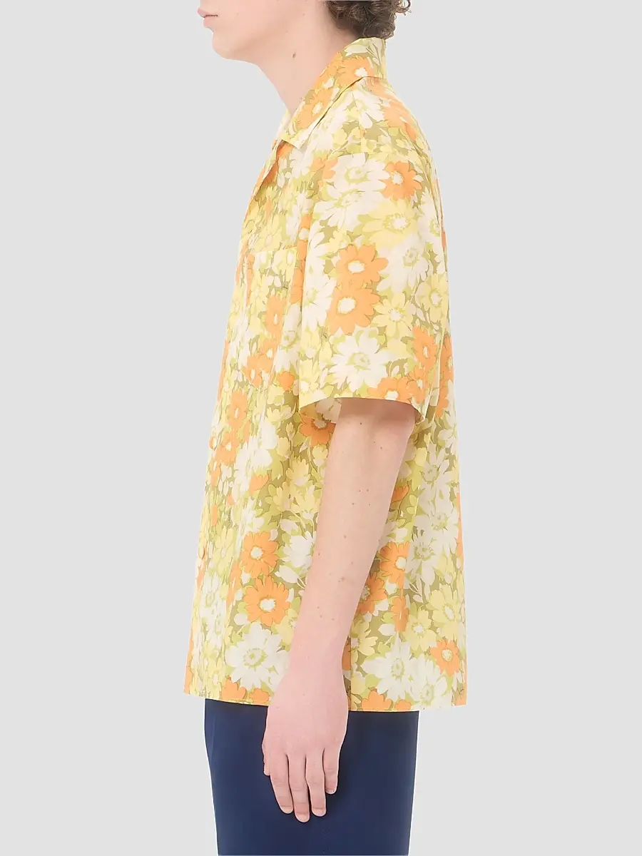 Valentino Men's Cotton Bowling Shirt with Papier Floral Print | Thumbnail 4 Valentino Men's Cotton Bowling Shirt with Papier Floral Print | Thumbnail 4