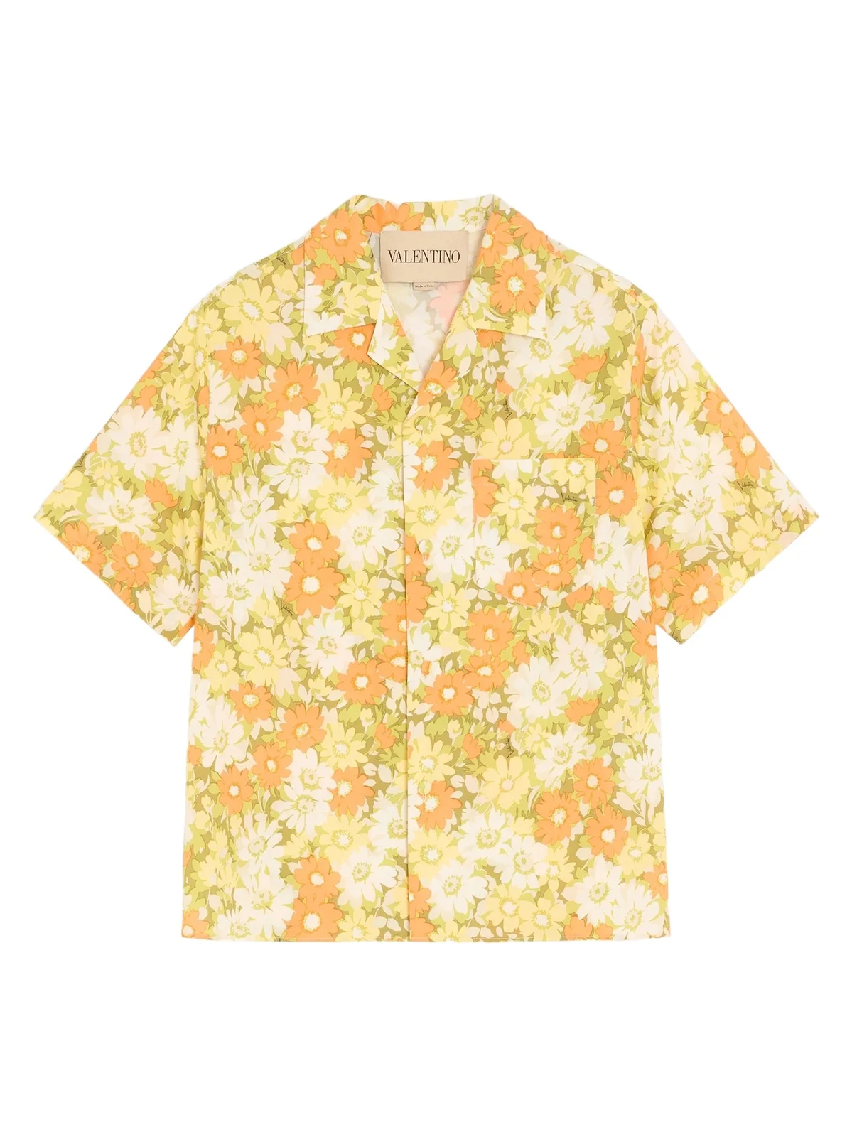 Men's Cotton Bowling Shirt with Papier Floral Print