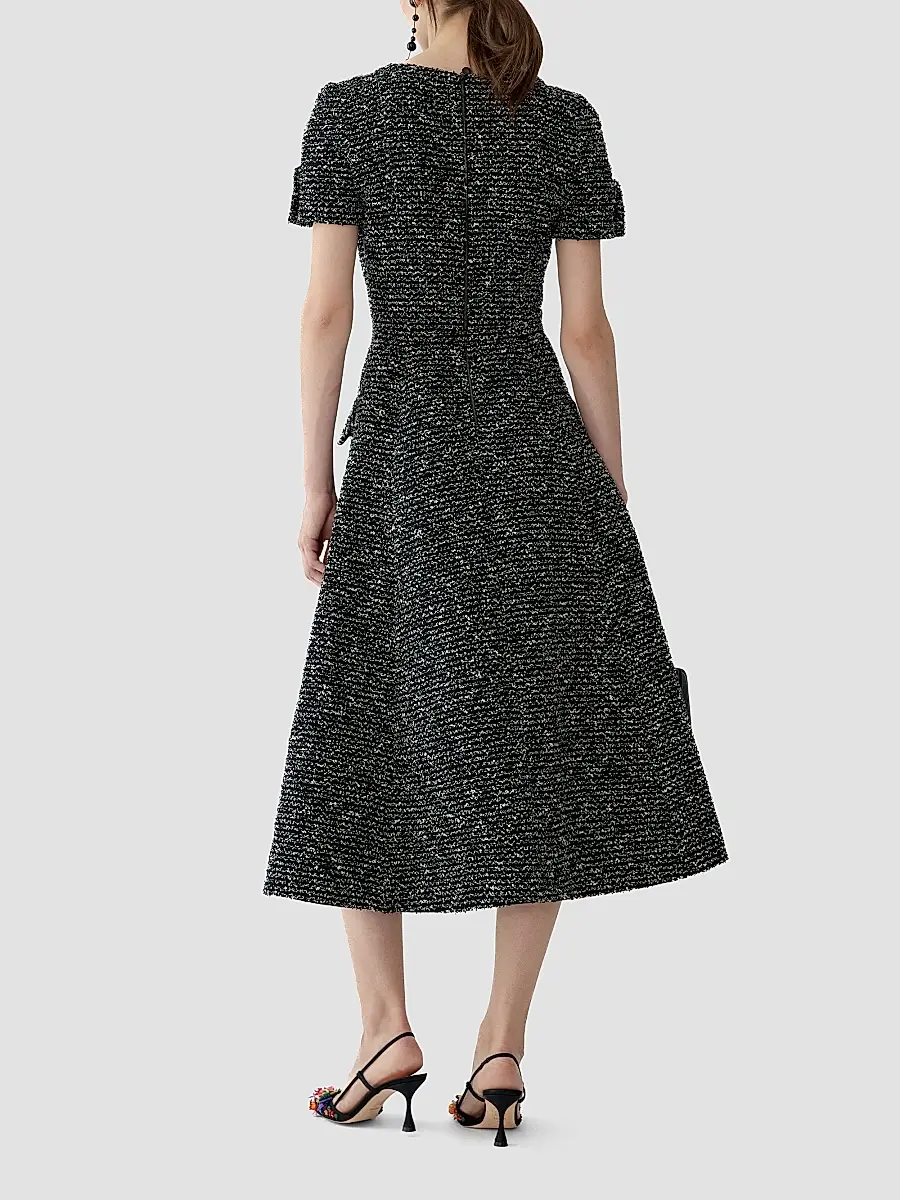 Carolina Herrera Women's Metallic Tweed Belted Midi Dress | Thumbnail 2 Carolina Herrera Women's Metallic Tweed Belted Midi Dress | Thumbnail 2