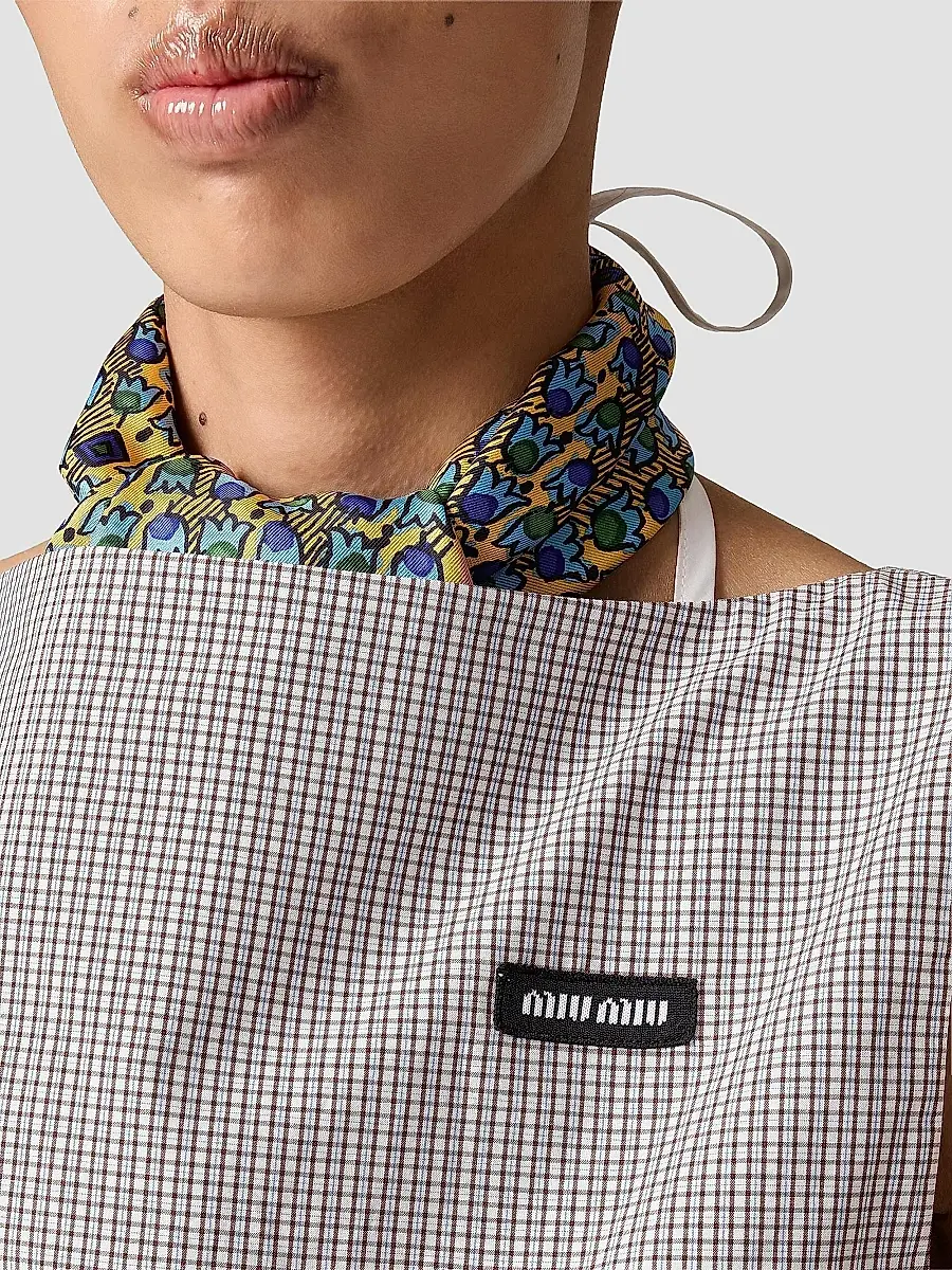 Miu Miu Women's Checked Poplin Crop Top | Thumbnail 4