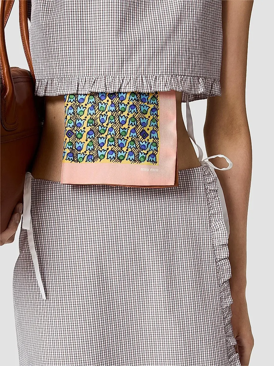 Miu Miu Women's Checked Poplin Crop Top | Thumbnail 5