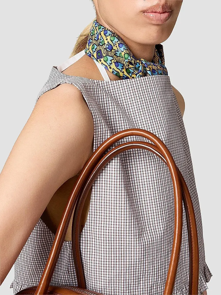Miu Miu Women's Checked Poplin Crop Top | Thumbnail 6