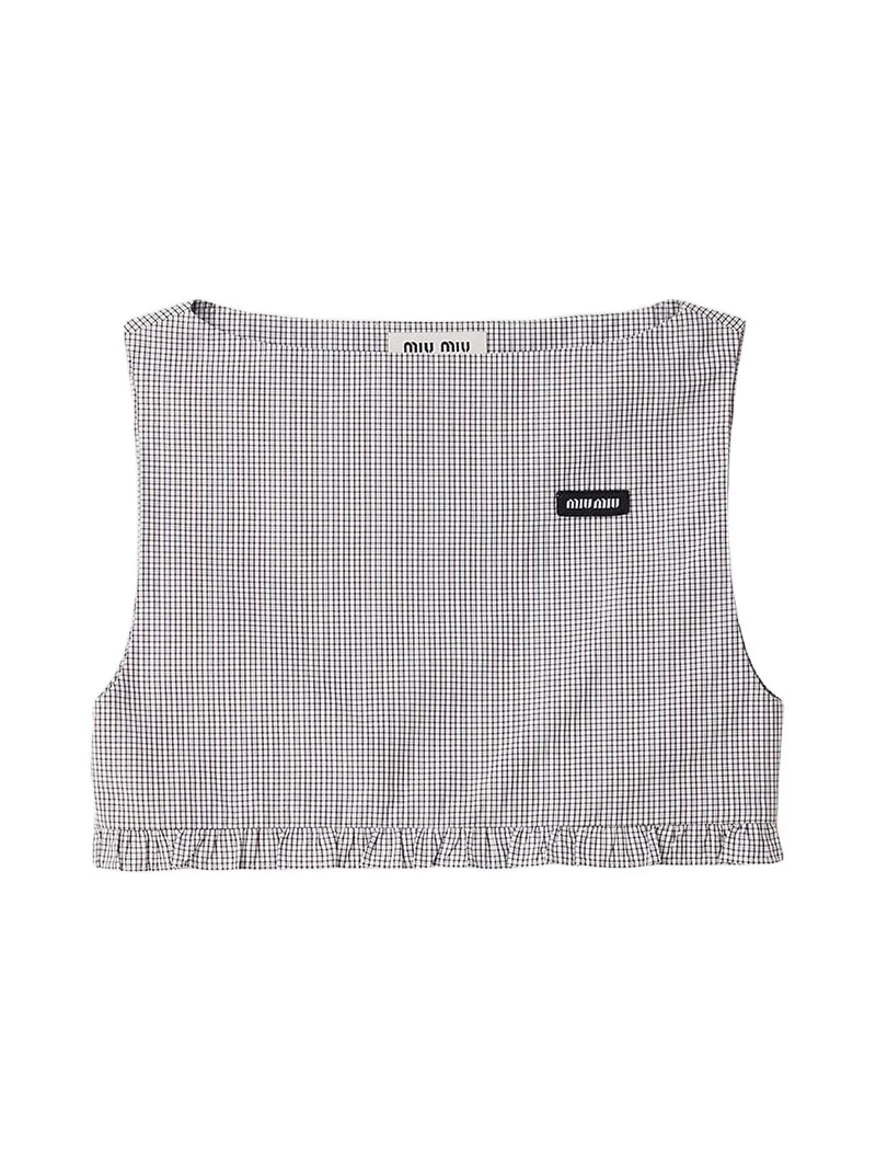 Miu Miu Women's Checked Poplin Crop Top