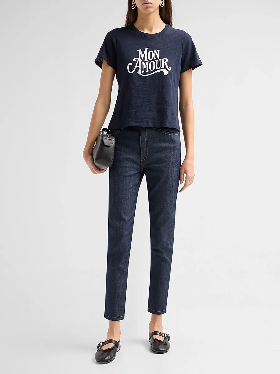 Cinq à Sept Women's Mon Amour Embellished Graphic Cotton T-shirt | Thumbnail 2 Cinq à Sept Women's Mon Amour Embellished Graphic Cotton T-shirt | Thumbnail 2