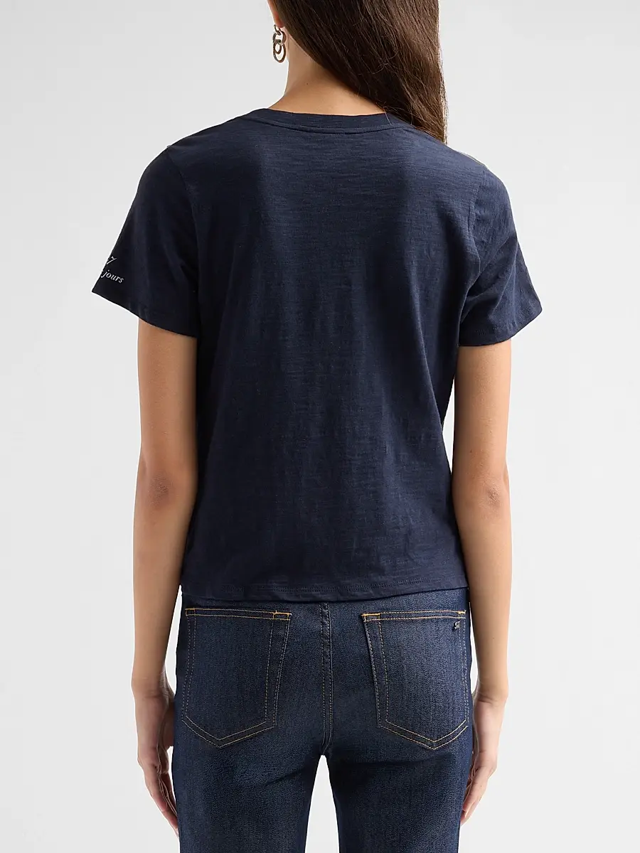 Cinq à Sept Women's Mon Amour Embellished Graphic Cotton T-shirt | Thumbnail 3 Cinq à Sept Women's Mon Amour Embellished Graphic Cotton T-shirt | Thumbnail 3
