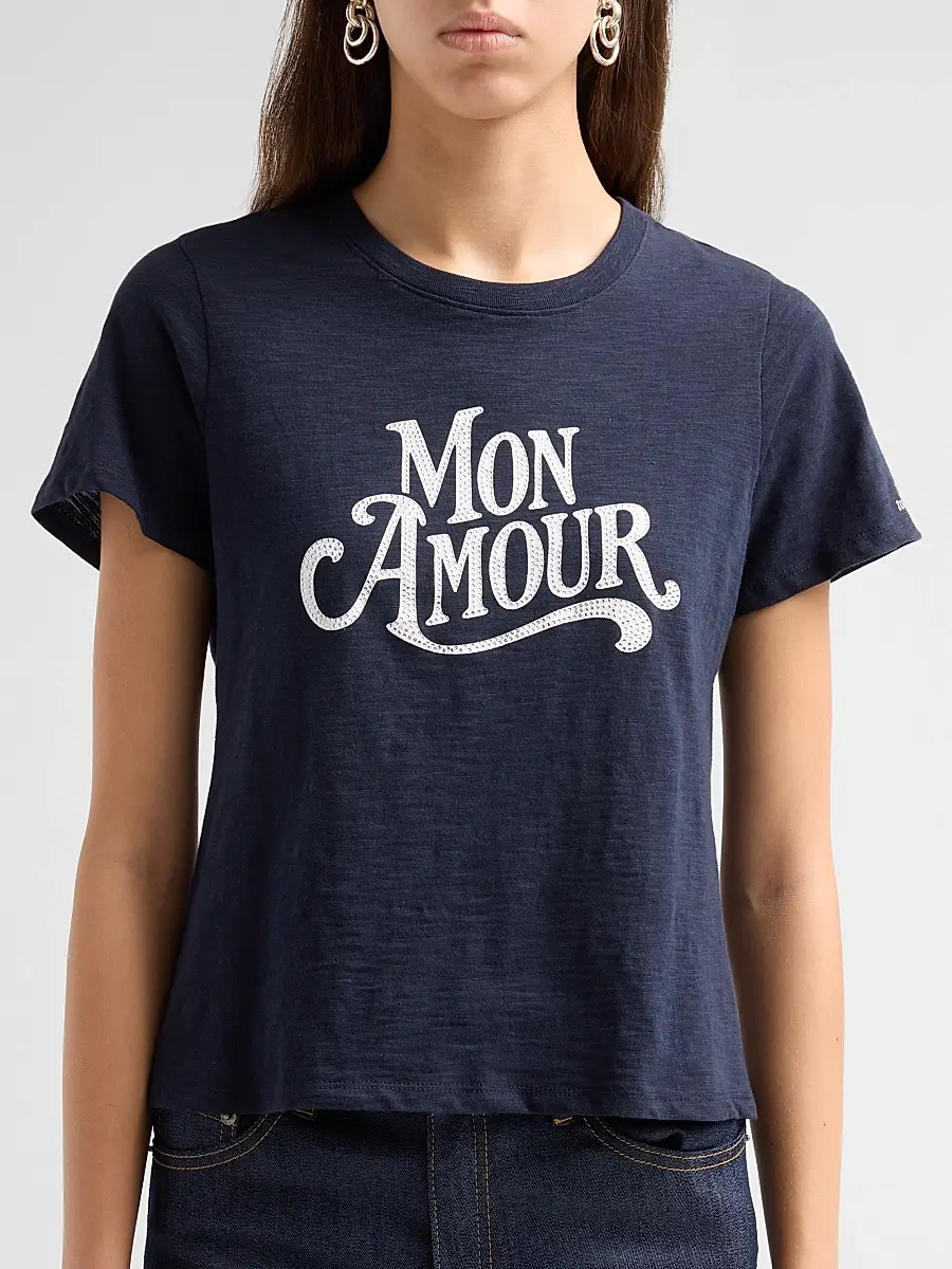 Cinq à Sept Women's Mon Amour Embellished Graphic Cotton T-shirt | Thumbnail 5 Cinq à Sept Women's Mon Amour Embellished Graphic Cotton T-shirt | Thumbnail 5