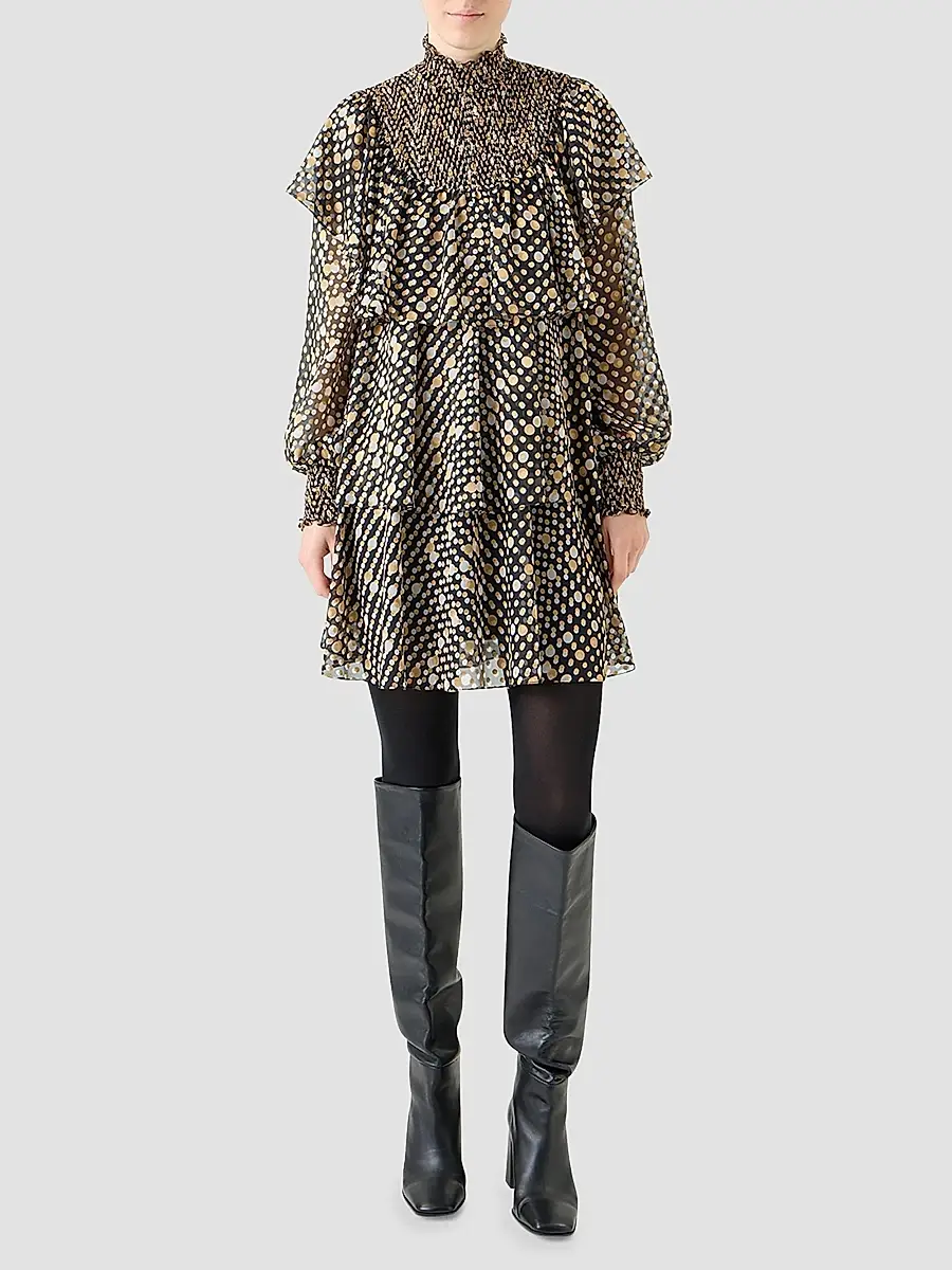 Akris punto Women's Polka Dot Devoré Crêpe De Chine Ruffle Minidress | Thumbnail 2