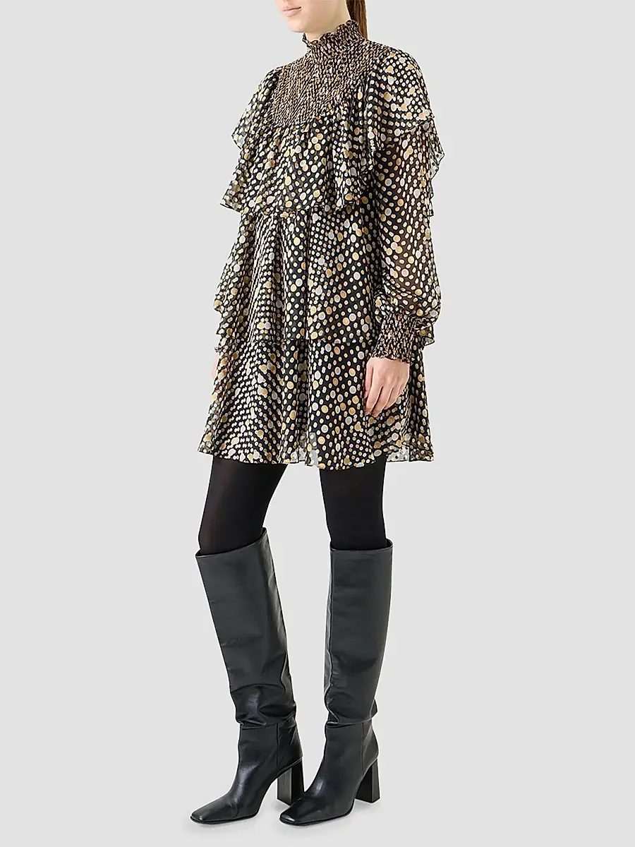 Akris punto Women's Polka Dot Devoré Crêpe De Chine Ruffle Minidress | Thumbnail 3